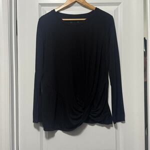Xersion Long Sleeve Top Womens Large Black Twist Front Activewear